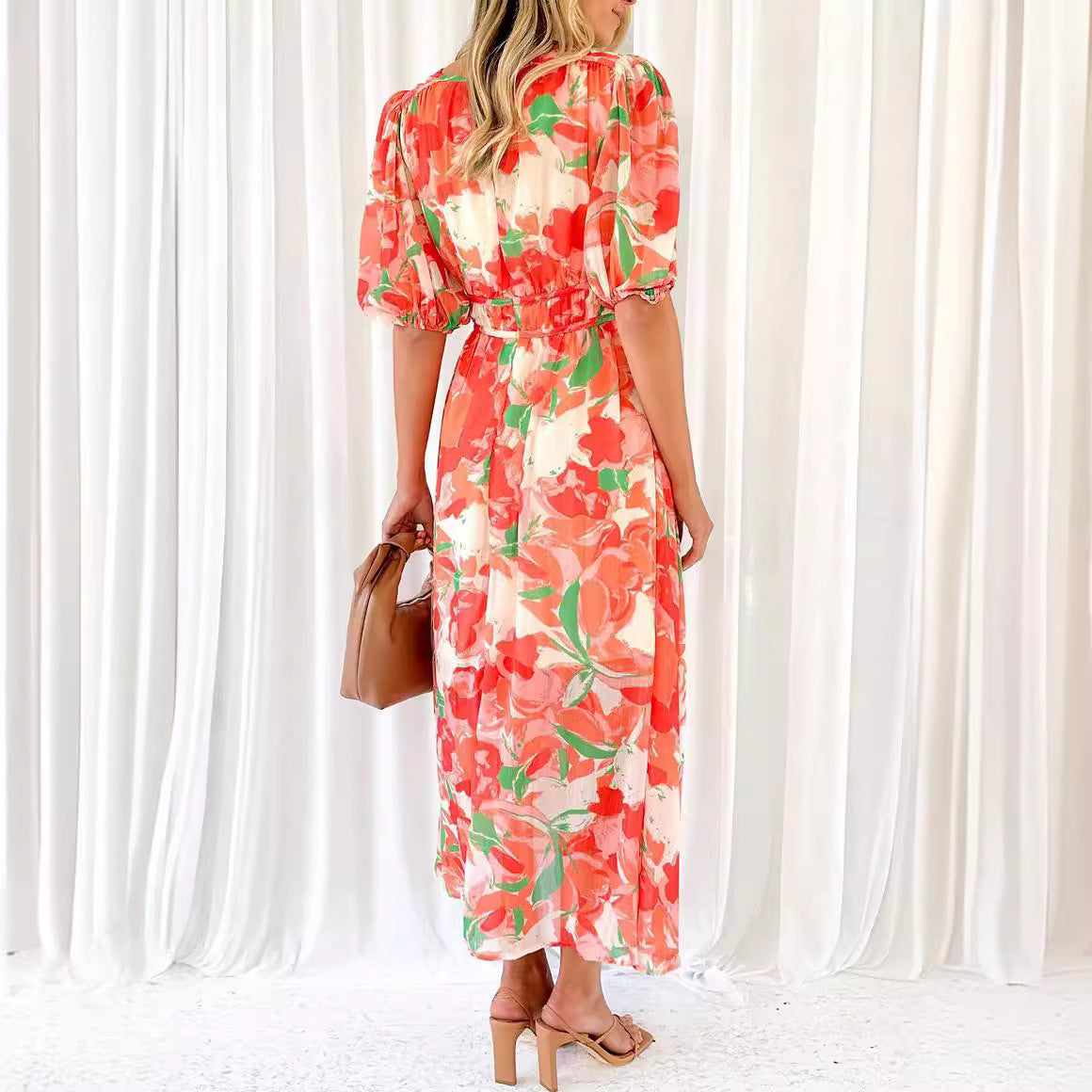 European And American Floral Dress Bohemian Dress